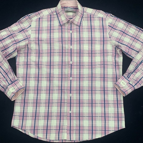 JOHNSTON & MURPHY LS Tailored Fit Plaid Shirt - Picture 2 of 5